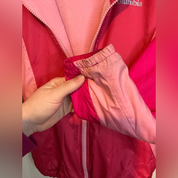 Columbia Jacket Girls M 10/12 Pink Windbreaker Colorblock PFG Vented Lightweight - Picture 5 of 6